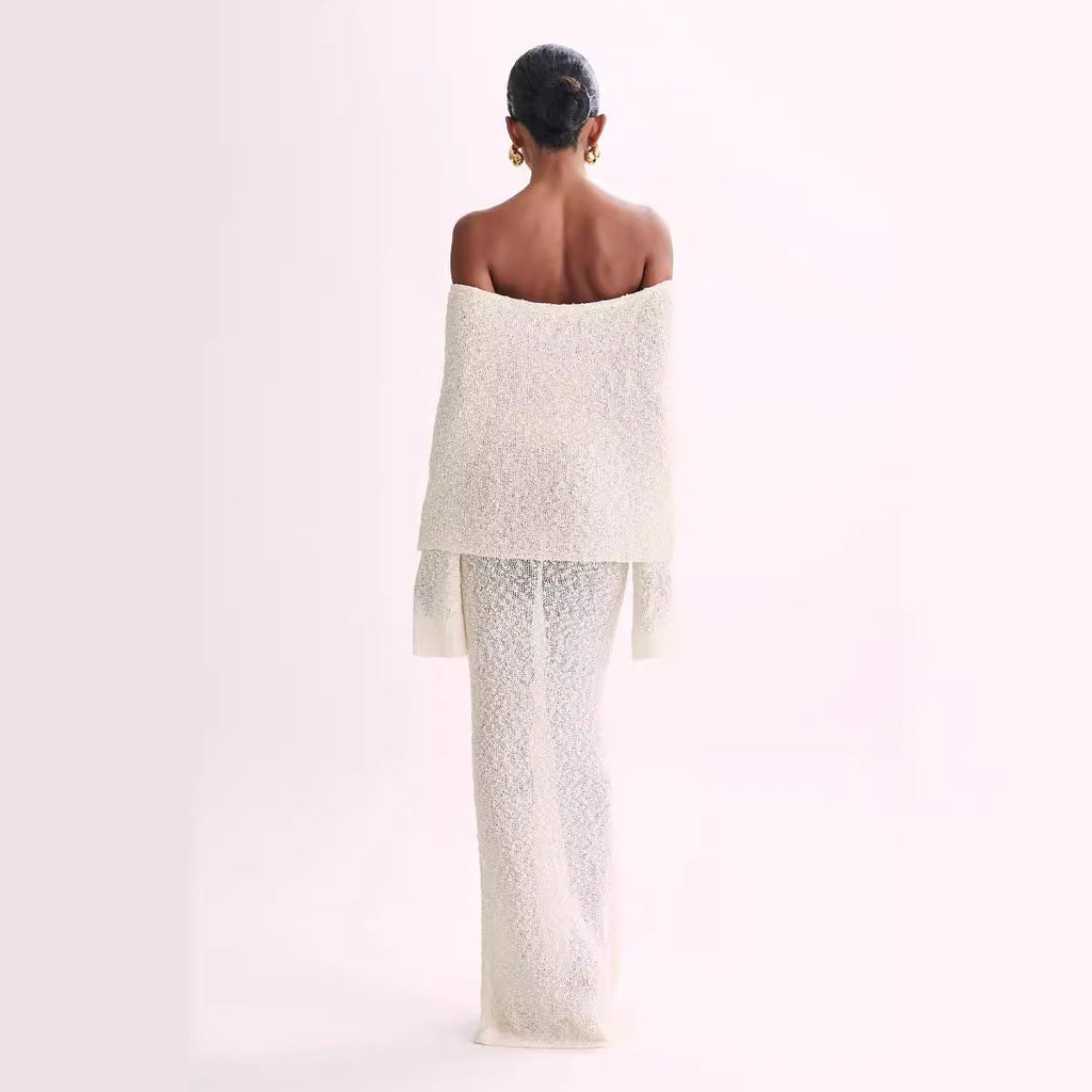 Off-Shoulder Knit Maxi Dress