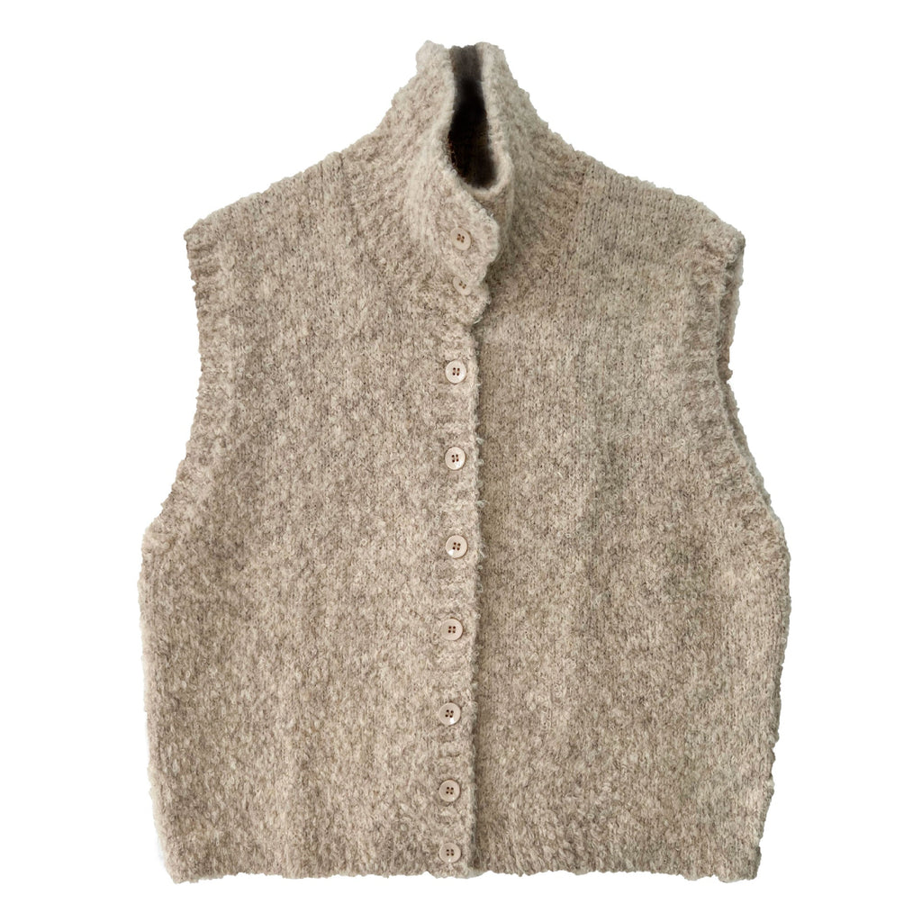 Simple temperament stand-up collar soft waxy wool knitted vest women's autumn new stacked lazy vest
