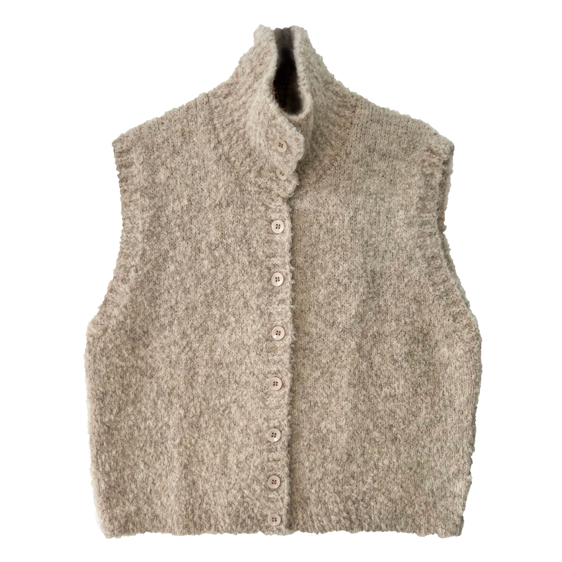 Simple temperament stand-up collar soft waxy wool knitted vest women's autumn new stacked lazy vest