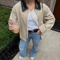 Motorcycle khaki short coat jacket