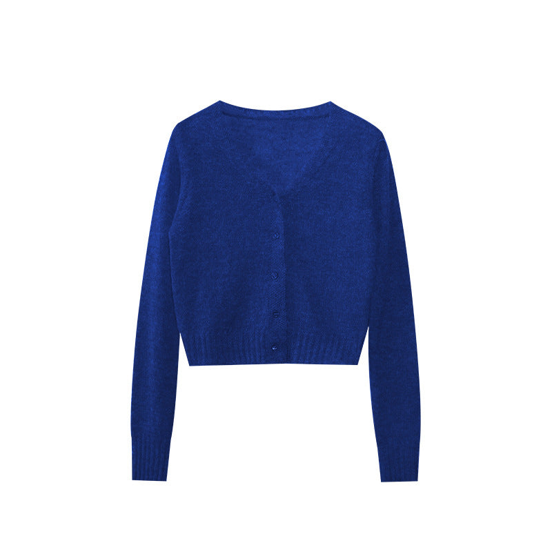 Casual Versatile V-Neck Sweater Women's Knitted Cardigan