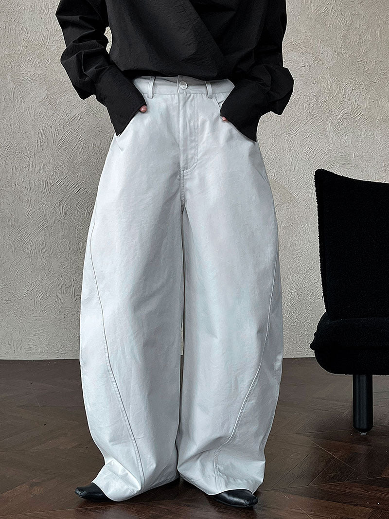 American high-end pleated scimitar pants women's retro style casual versatile wide-leg trousers