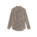 Temperament lace-up slanted placket long-sleeved plaid shirt