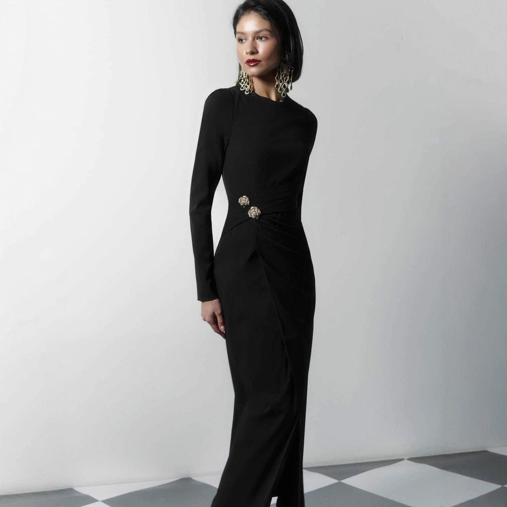 Sexy pure desire semi-turtleneck long-sleeved dress