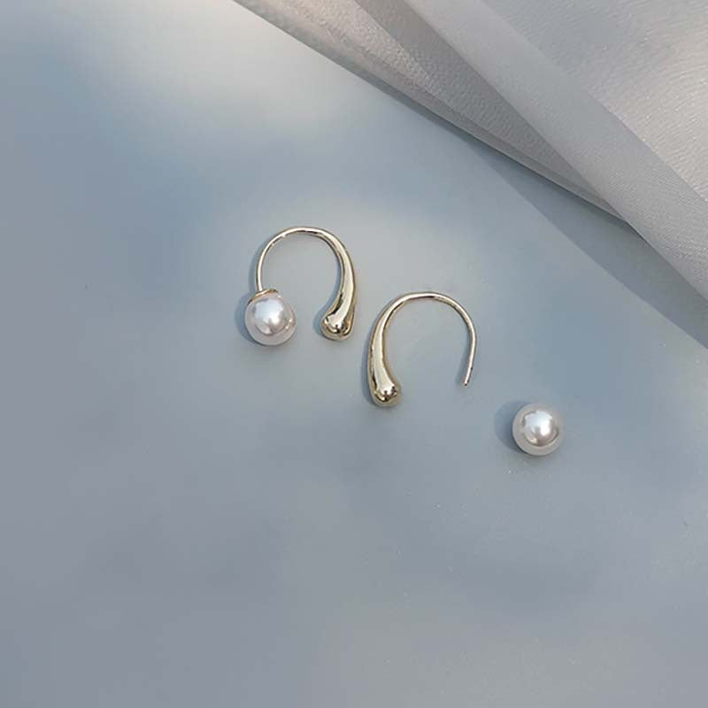 French minimalist premium pearl earrings 2022 new temperament light luxury earrings niche design earrings
