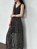 French floral seaside resort sundress summer new slimming V-neck lace halterneck dress
