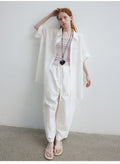 Summer new casual lapel Lyocell single-breasted pocket loose large silhouette shirt