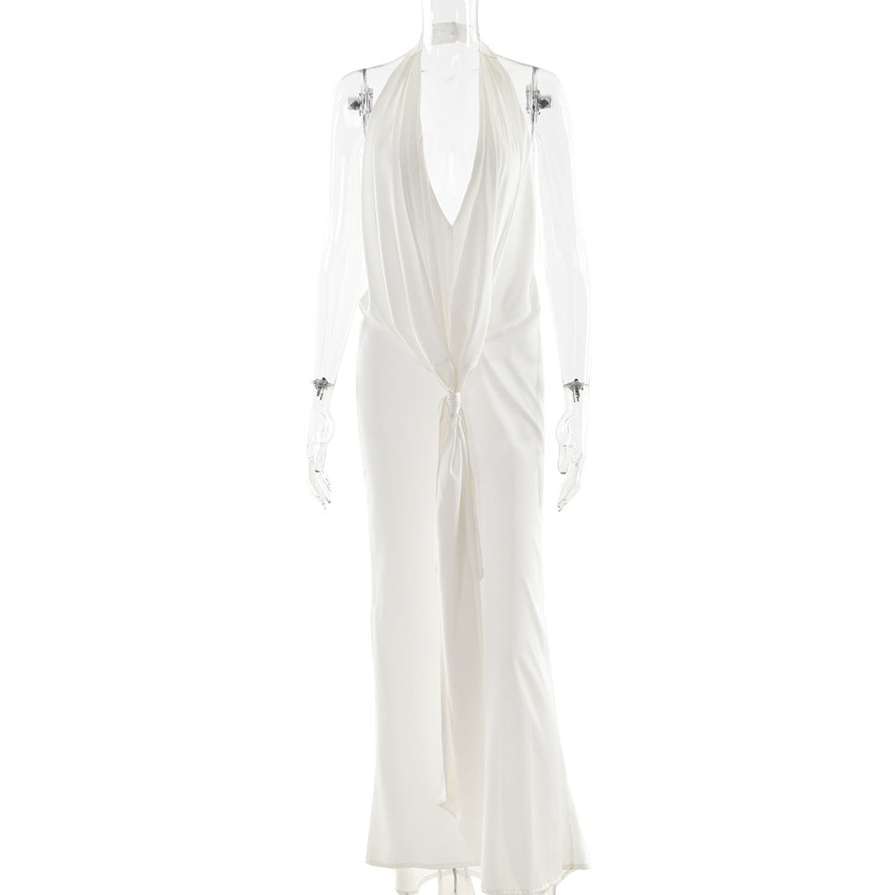 Halter V-Neck Maxi Dress
