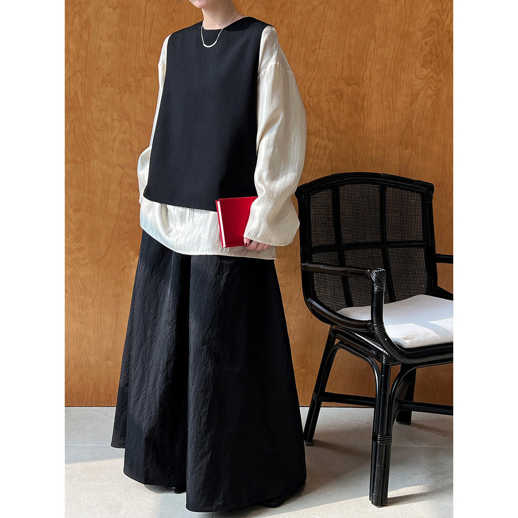 Autumn back split suit vest simple fashionable exquisite quiet luxury stacked top