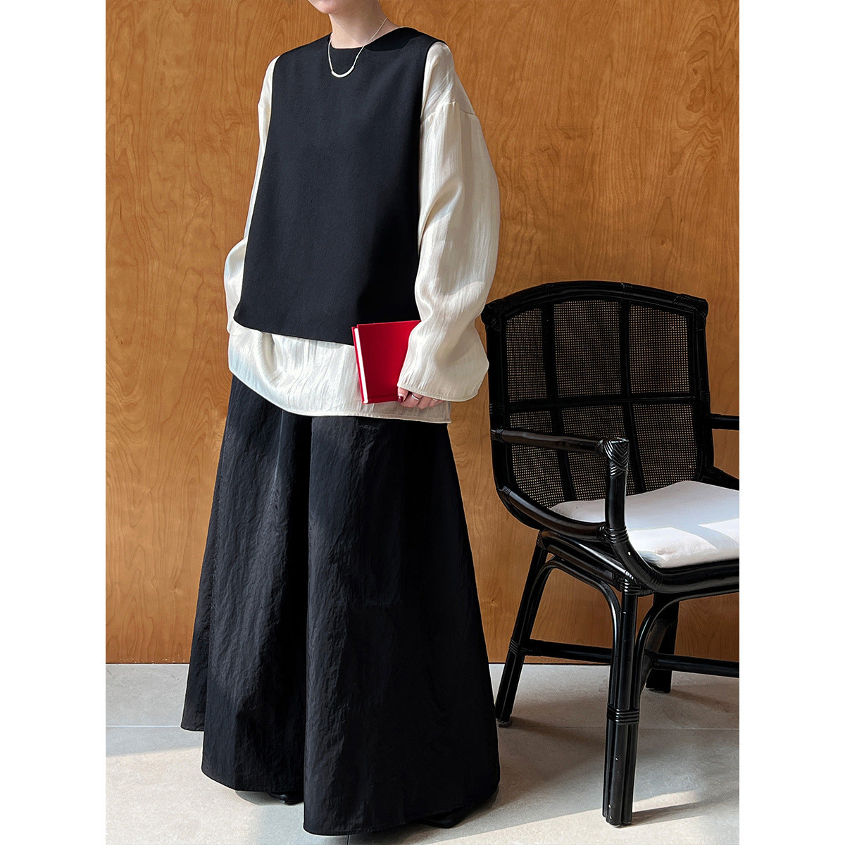 Autumn back split suit vest simple fashionable exquisite quiet luxury stacked top