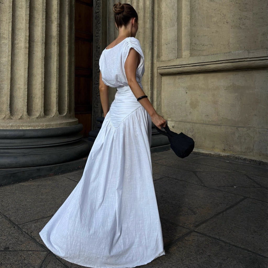 Fashion sexy pleated shirt skirt waist temperament elegant French dress