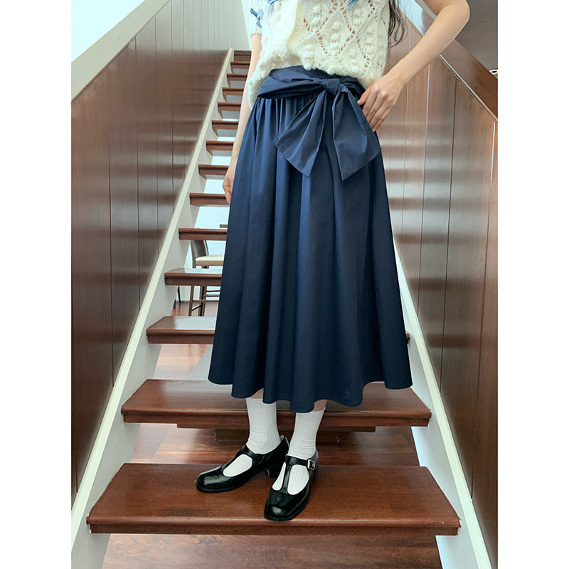 Gentle bow big swing umbrella skirt a-word skirt