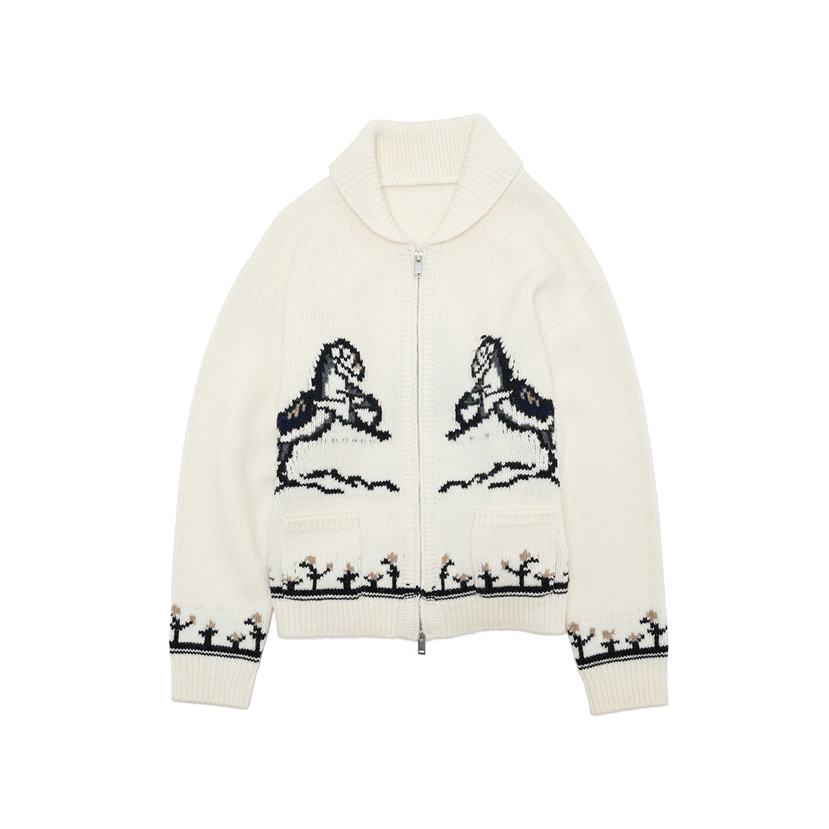 Early spring new casual lapel wool classic versatile pony snow woolen cardigan