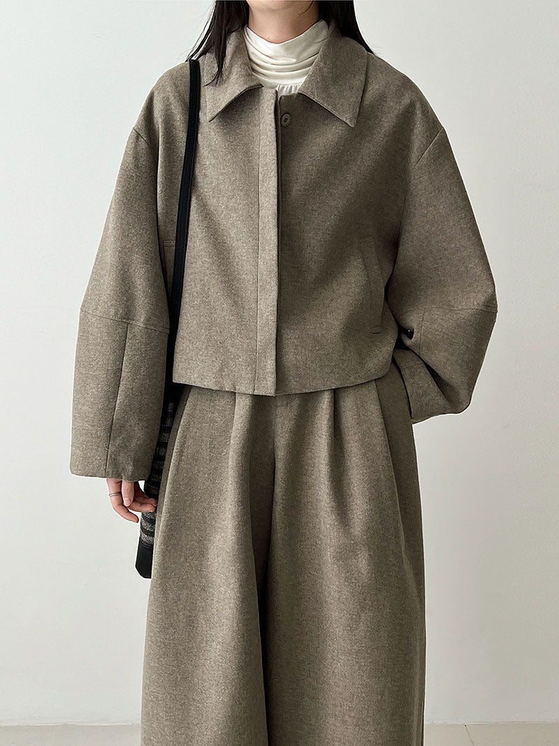 Temperament retro Korean version of thin lapel wool jacket + straight pants autumn new commuter suit