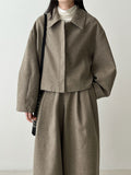 Temperament retro Korean version of thin lapel wool jacket + straight pants autumn new commuter suit