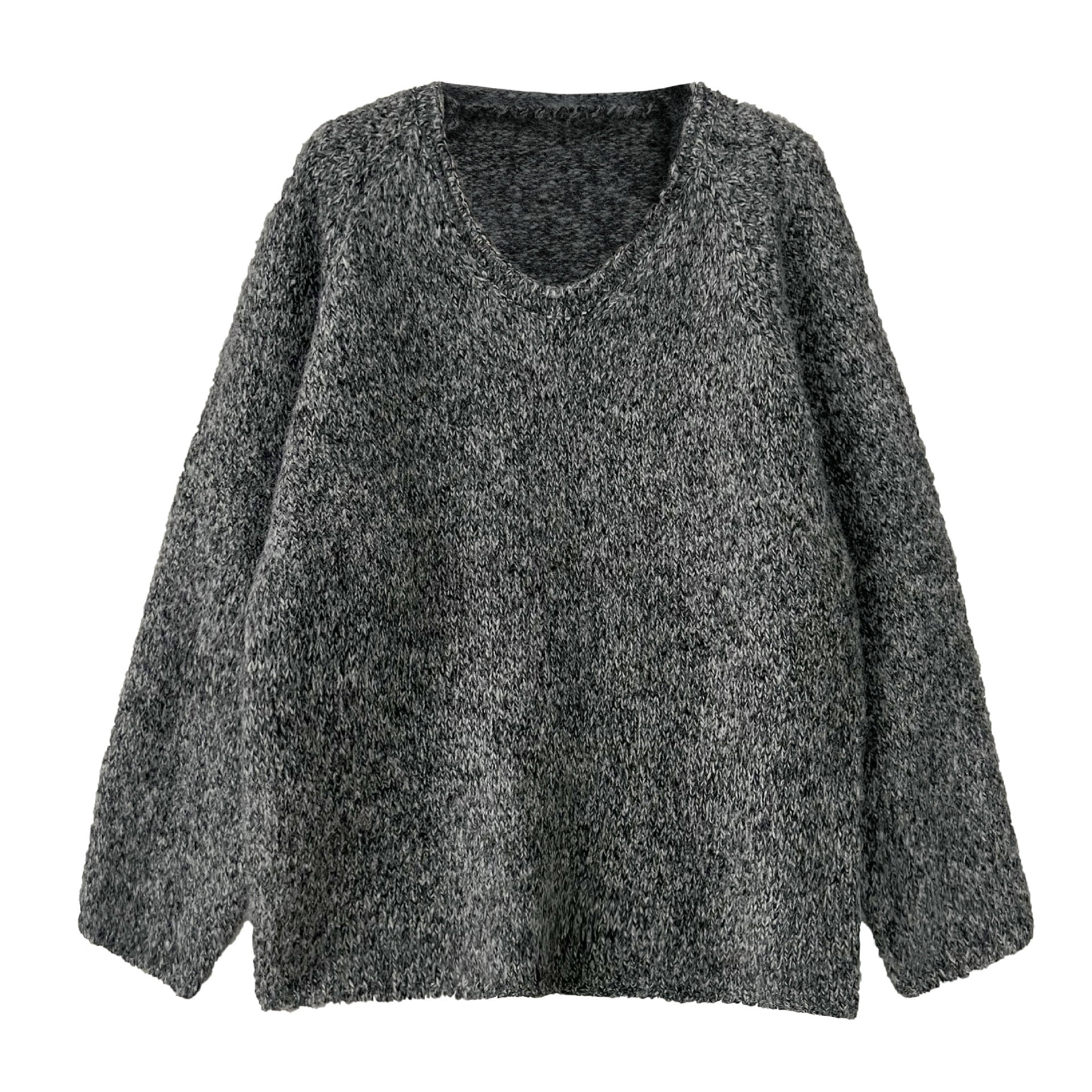 Korean loose v-neck soft waxy knitted inner with long-sleeved women's winter new casual curled top