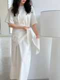 Casual simple shawl dress women's summer new lazy wind covering meat and showing thinness T-shirt long skirt