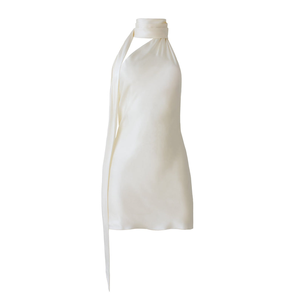 Sexy halter skirt Adjustable neck satin dress