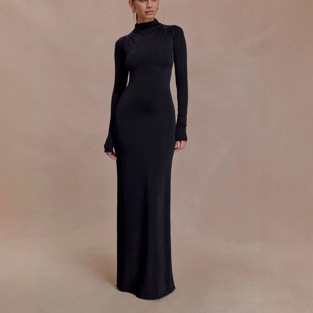 Fashion Sexy Halter Long Sleeve Knitted Dress Slim Spice Girl Hip Wrap Dress