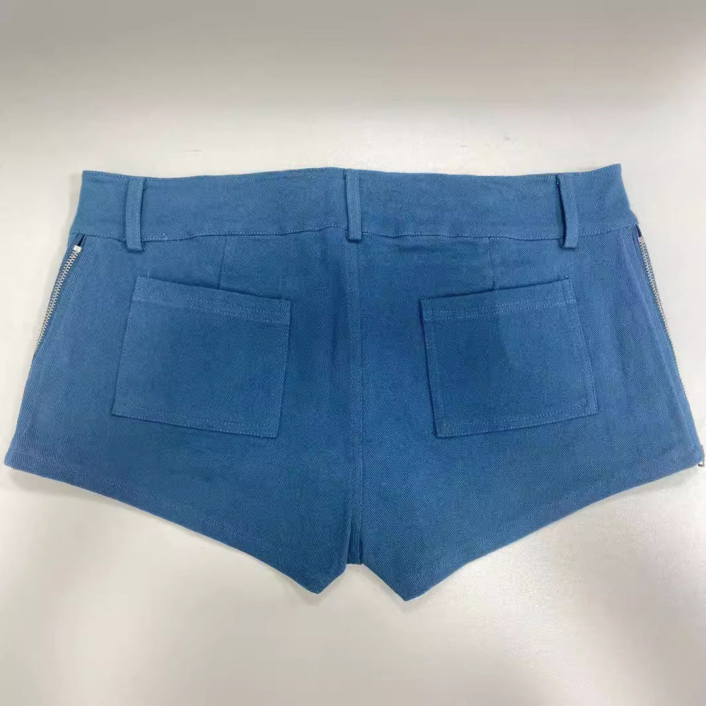 Summer new versatile slim-fitting denim shorts fashionable super short pants hip lift tight
