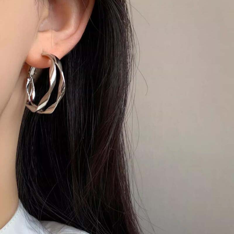 Niche design double-layer circle earrings
