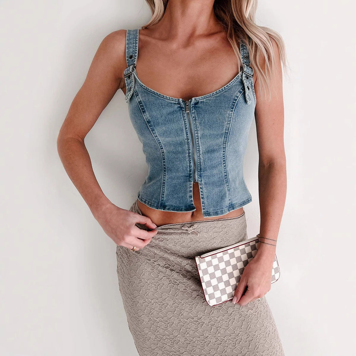 Denim Zip-Up Vest
