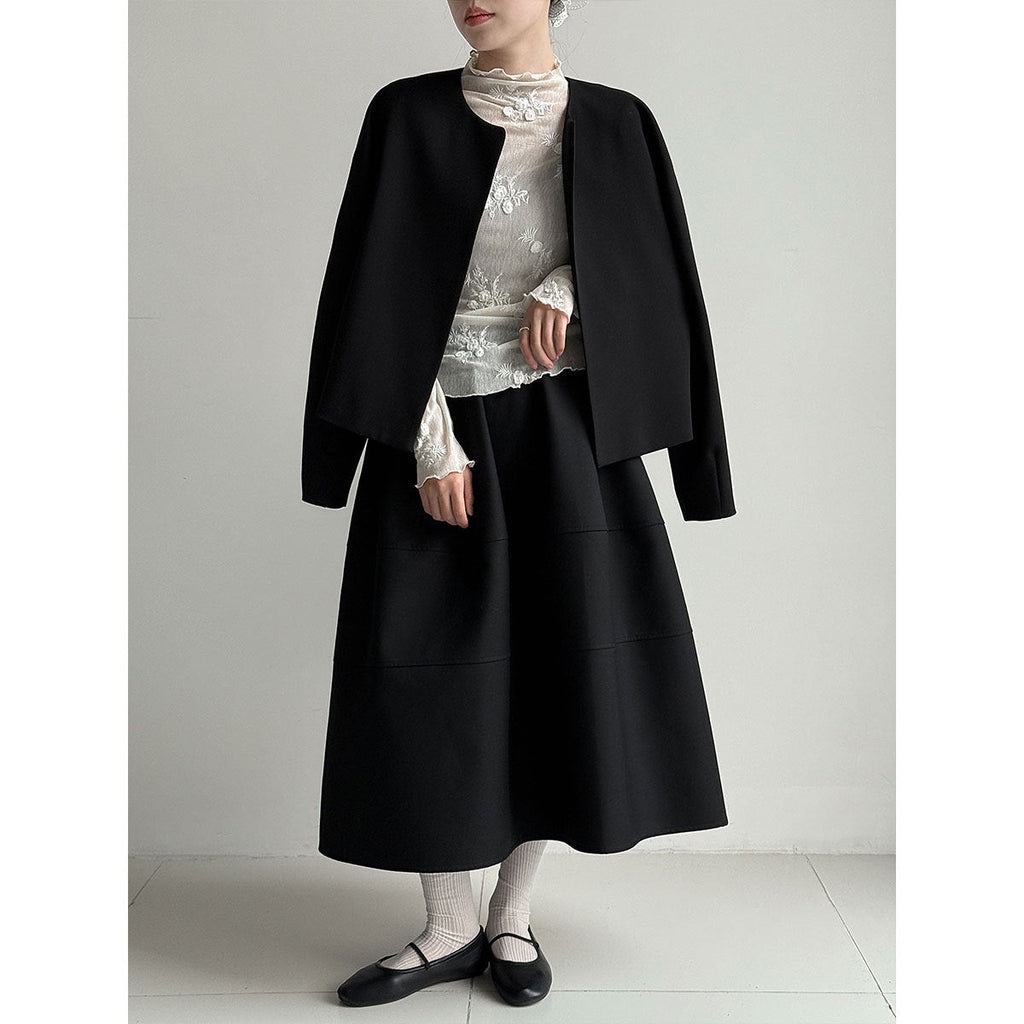 High intelligence round neck buckle-free blazer women's early spring new minimalist small suit top