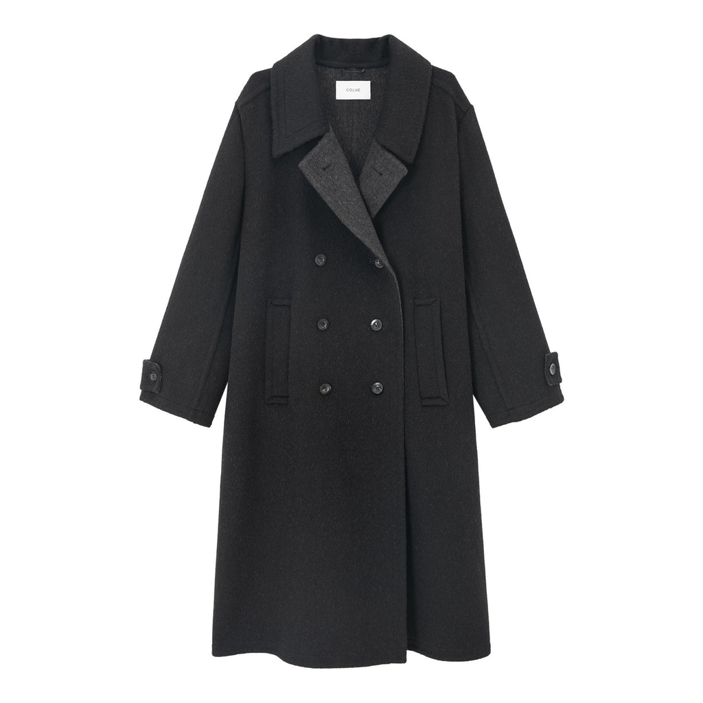 Winter wool long lapel double-breasted classic versatile woolen coat
