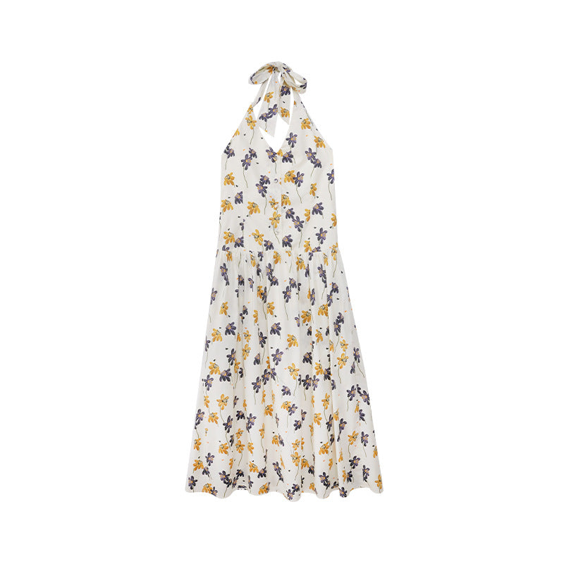 Spring neck suspender skirt vacation sexy beach floral dress