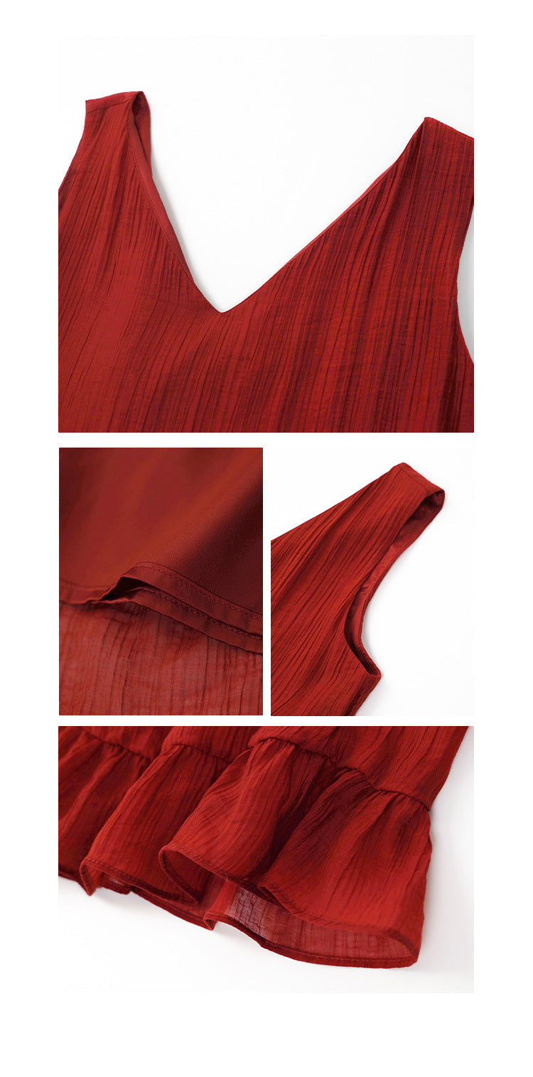 Mori beautiful simple ruffle edge sleeveless dress
