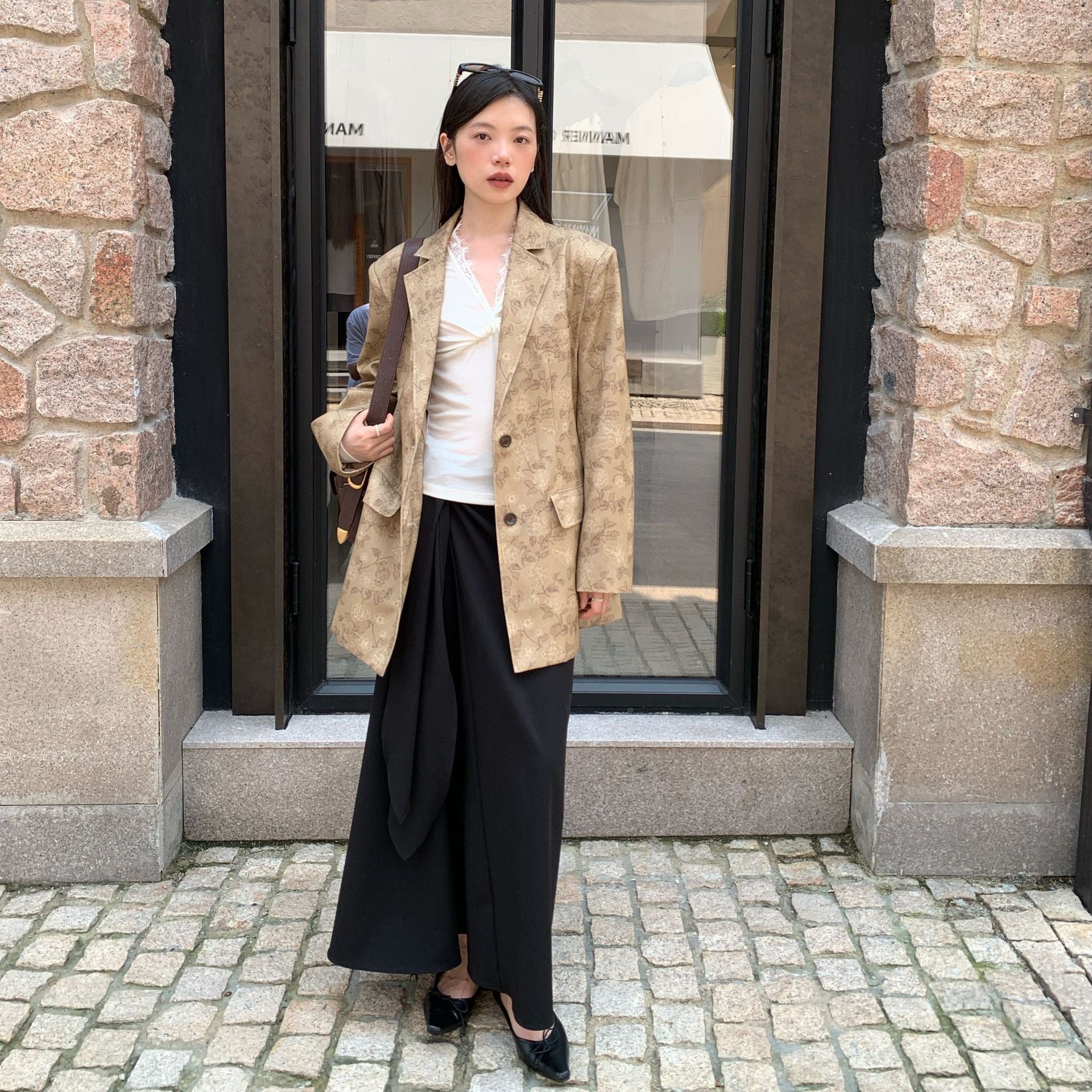 Casual crisp print blazer