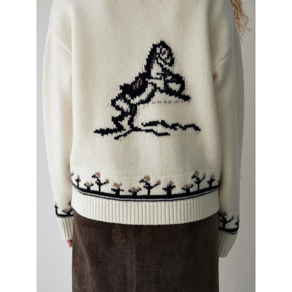Early spring new casual lapel wool classic versatile pony snow woolen cardigan