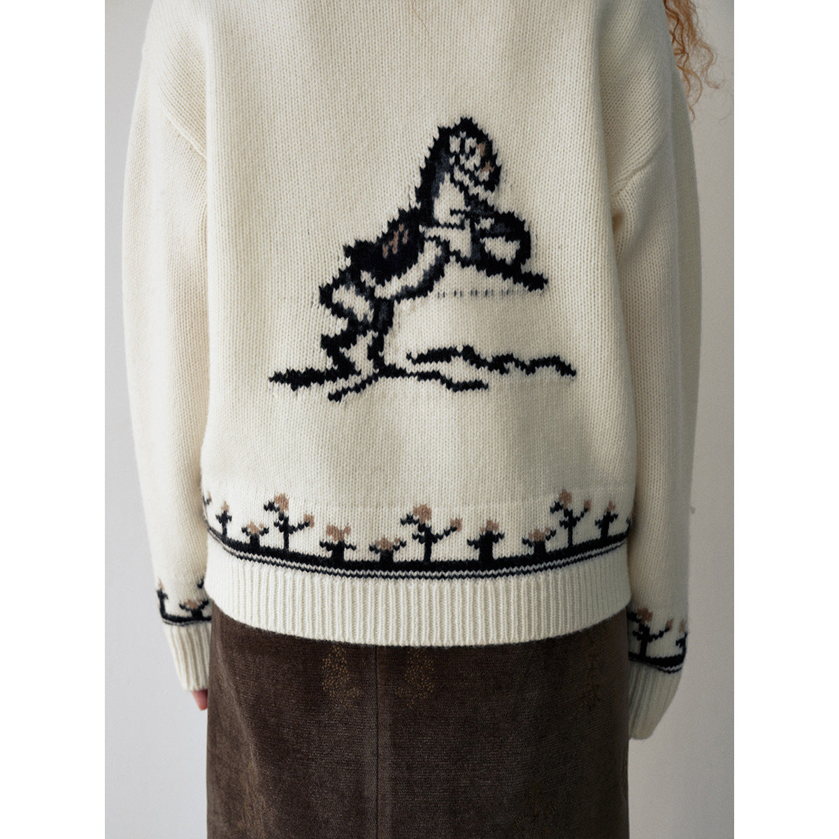 Early spring new casual lapel wool classic versatile pony snow woolen cardigan