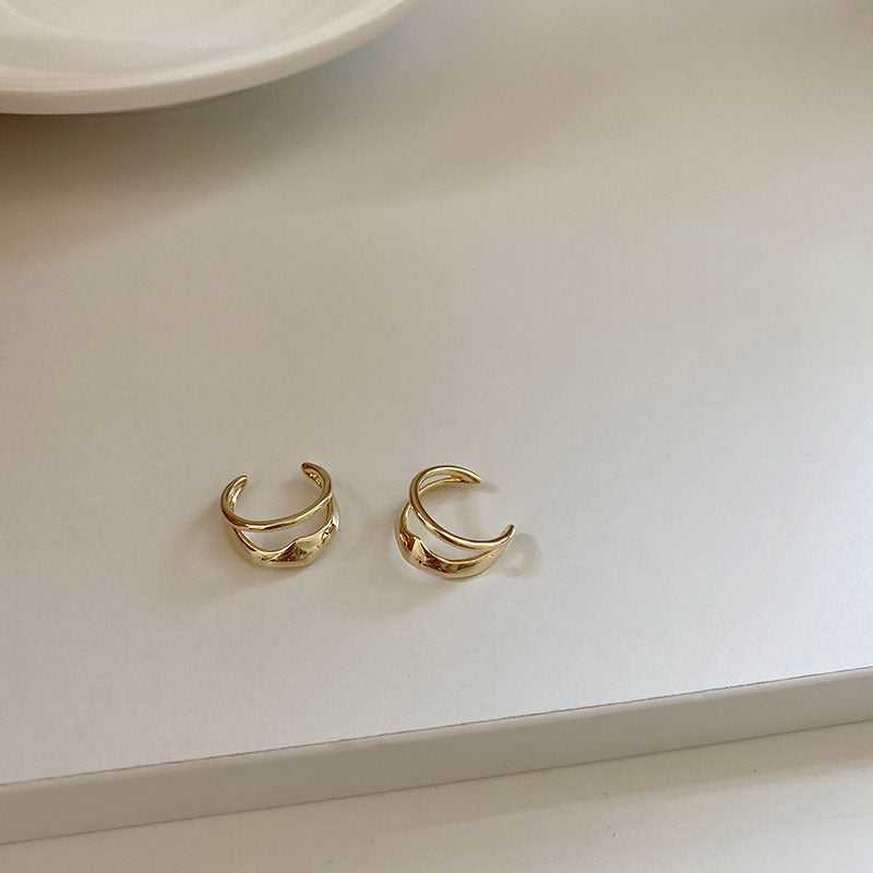 Retro geometric ear clips without ear piercings Temperament Fashion personalized ear bone clips 202 years trendy earrings