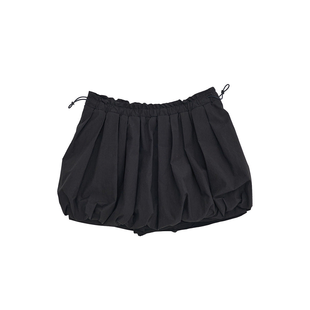 Spring new casual high waist light bud drawstring simple solid color short skirt