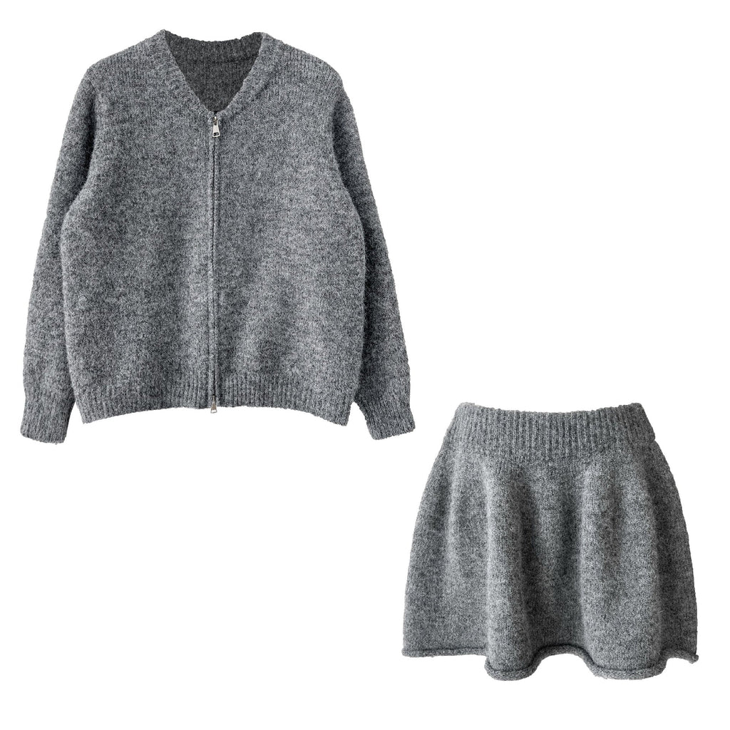 Korean soft waxy casual knitted sweater set for women's winter new curled A-word short skirt two-piece set