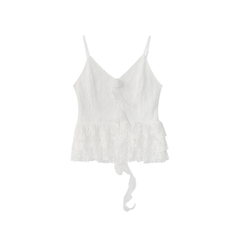 Pure lace streamer lace v-neck sling vest
