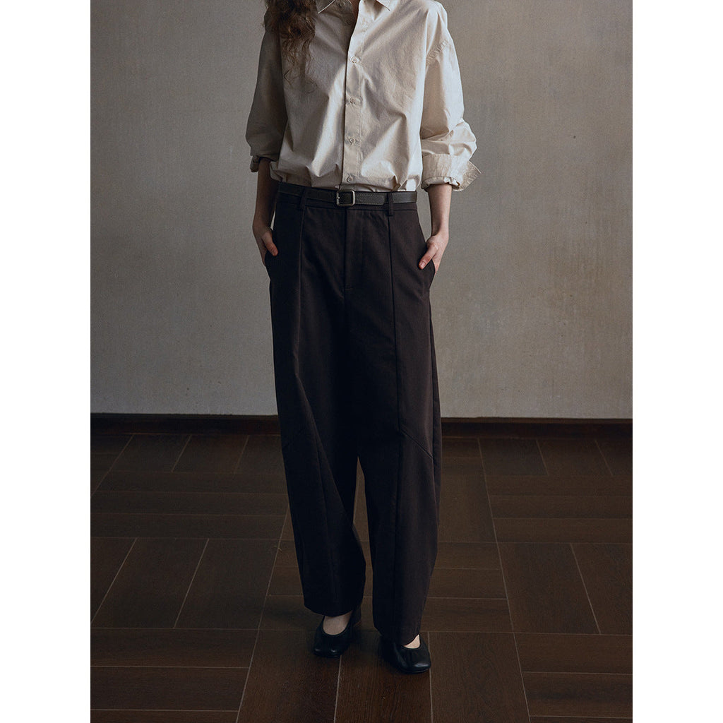 Curved three-dimensional cutting scimitar pants women's commuter pendant anti-wrinkle and thin wide-leg casual pants