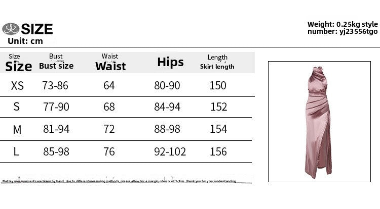Evening dress dress, temperament split neck sleeveless party pleated dress women