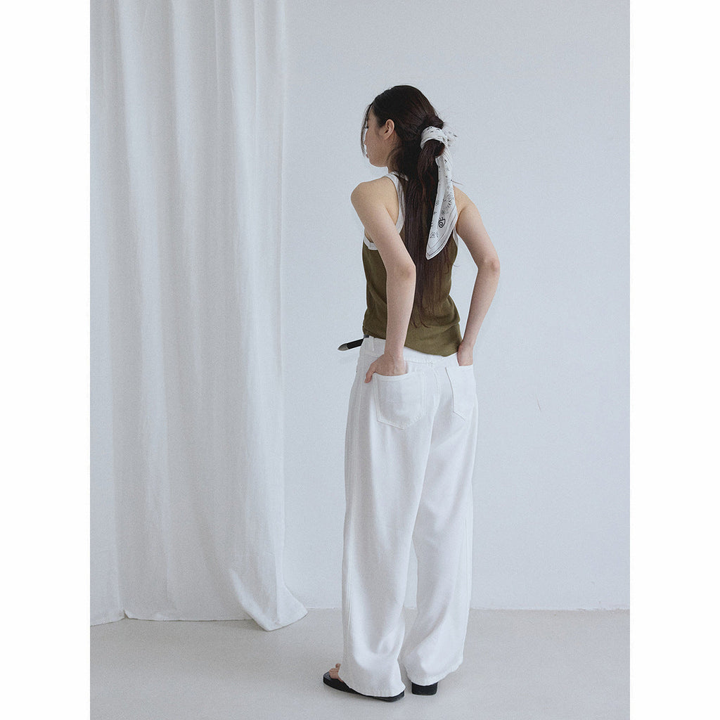 Summer new casual pure cotton contrasting color round neck simple versatile dopamine pit strip vest