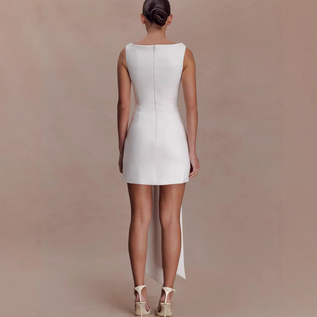 Neck deep V-neck streamer dress sexy slim-fit backless hip skirt vacation skirt