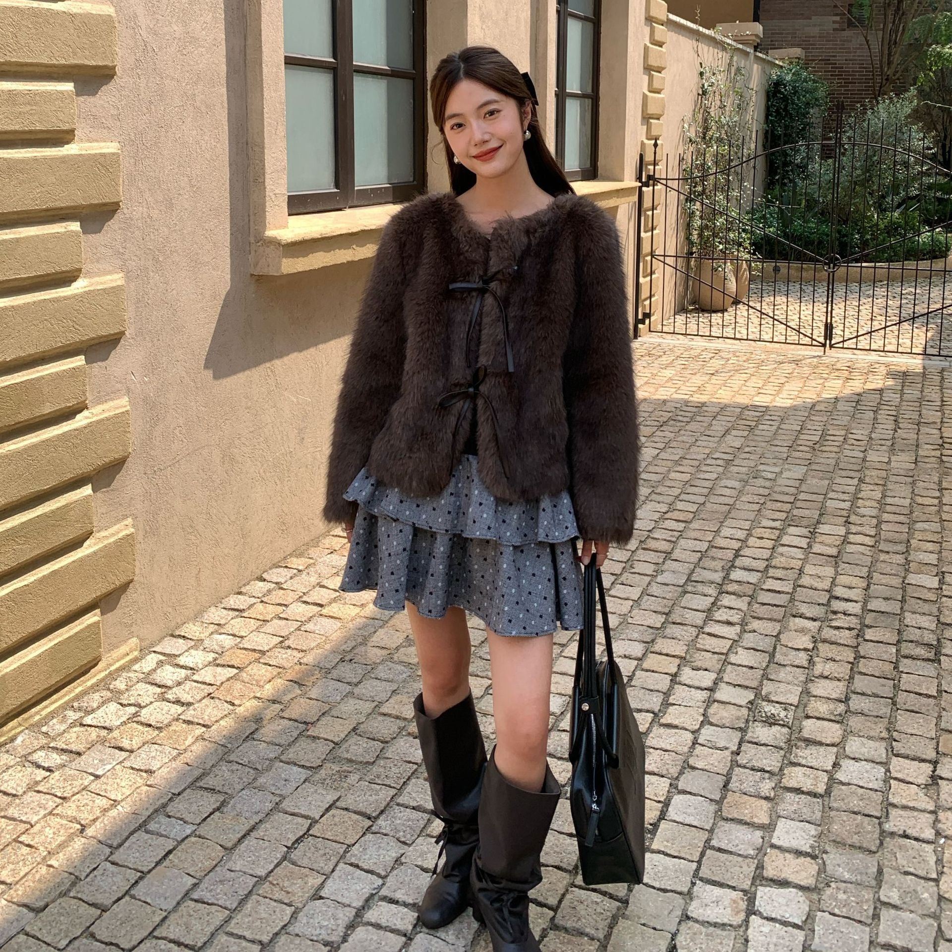 Imitation fur thickened warm fur integrated plush jacket