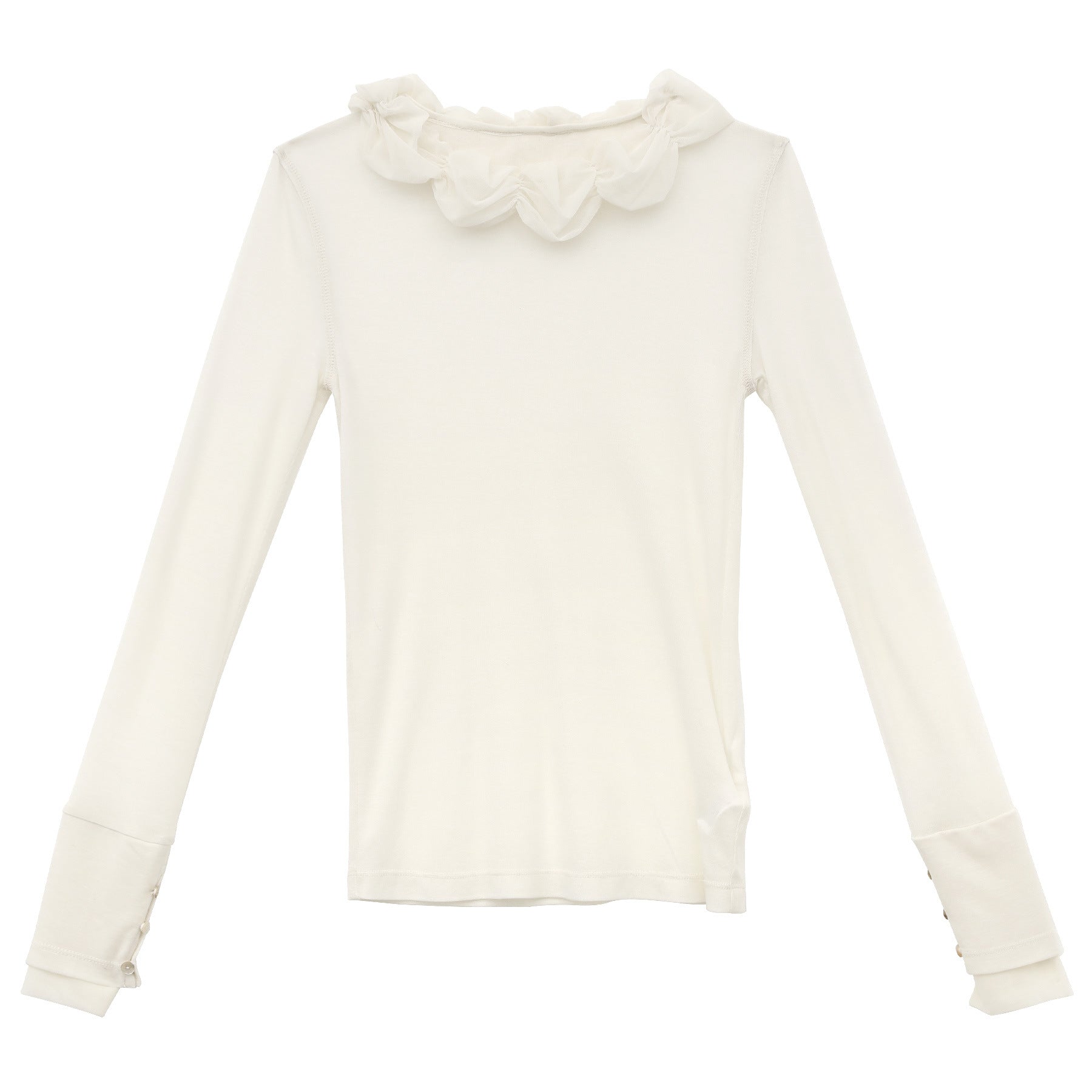 Mesh Flower Collar Knitted Sweater Women Round Neck Long Sleeve Slim Fit