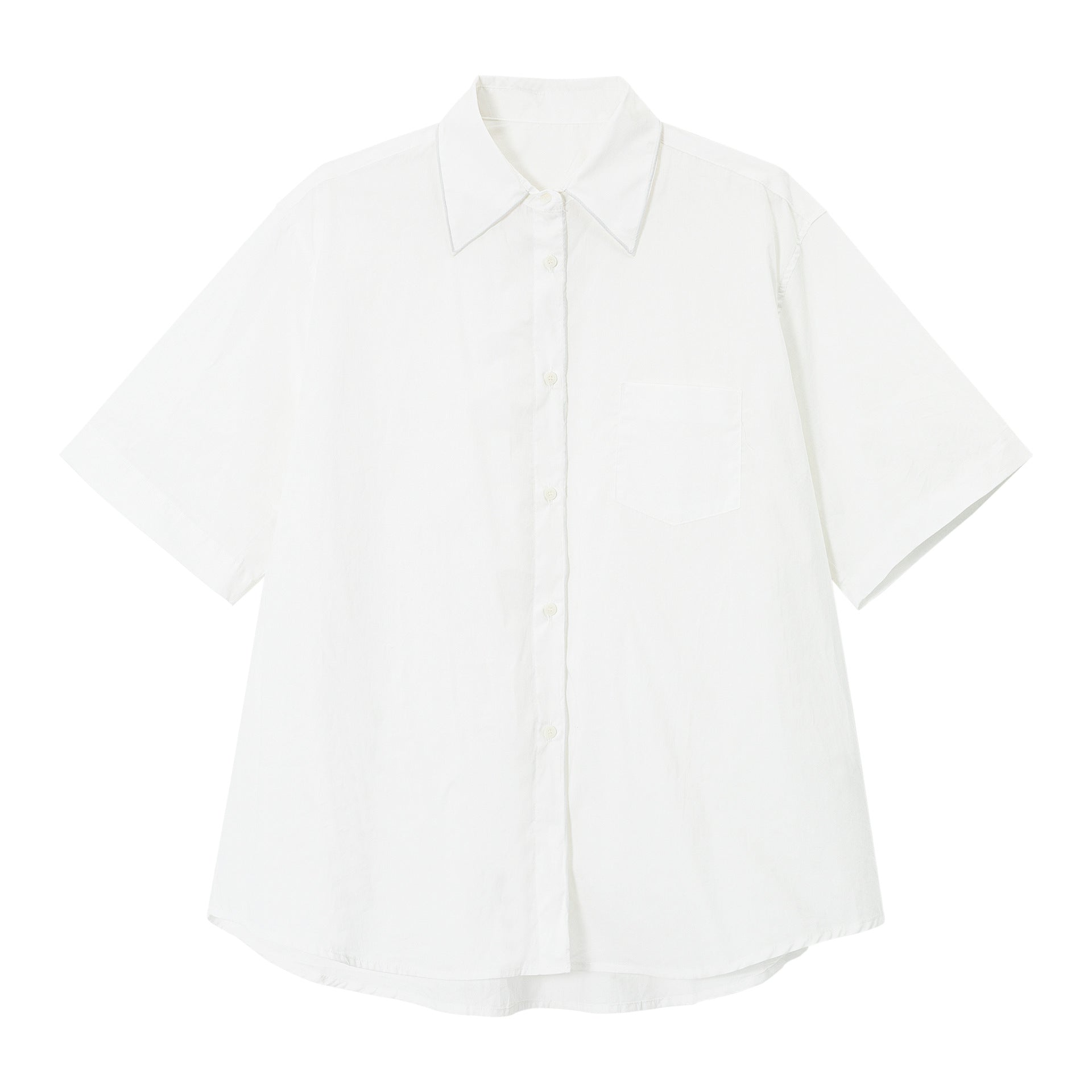 Lapel Collar Cotton Loose Commuter Shirt