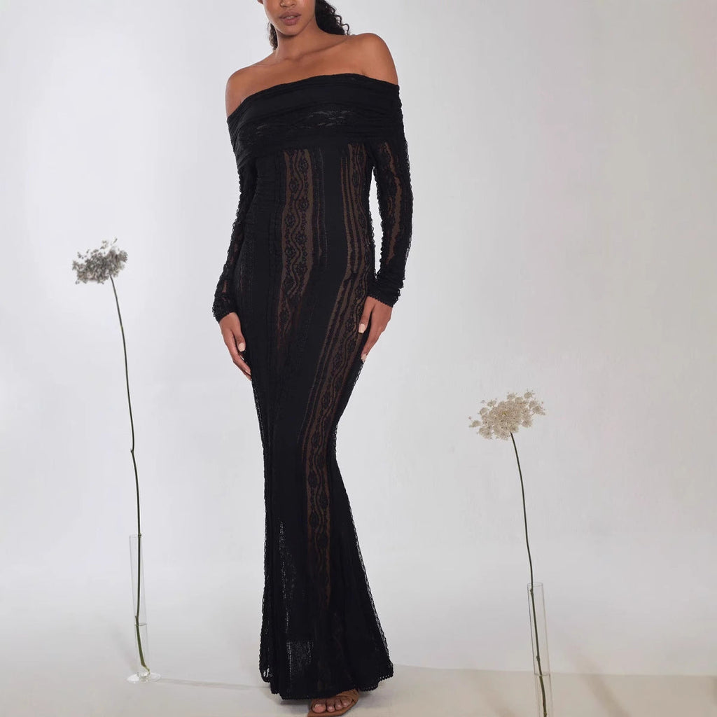 Fashion Lace Shoulder Dress