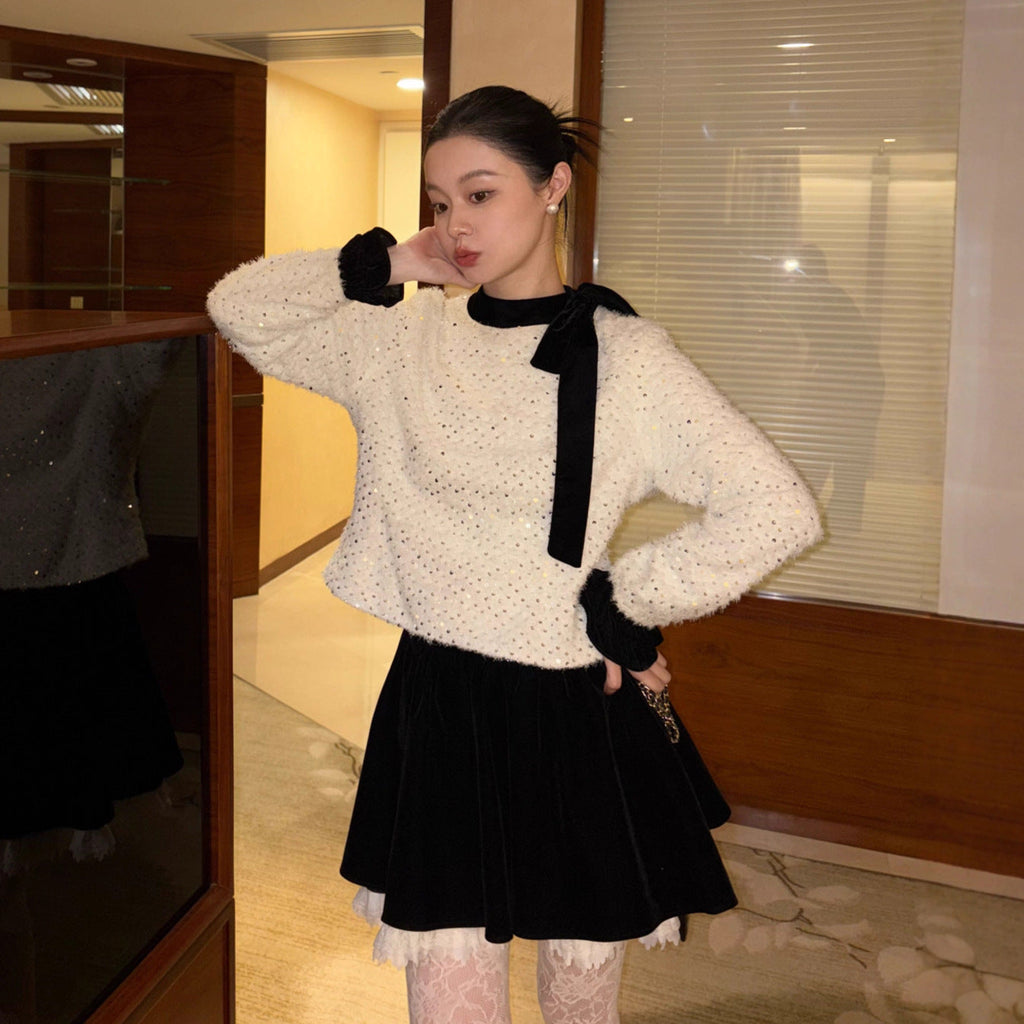 Heavy Industry sequined streamer long-sleeved sweater fleece shirt