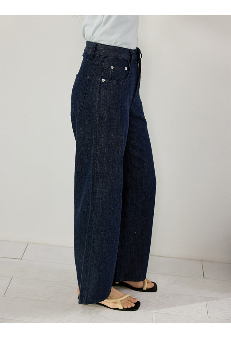 High Waist Retro Wide Leg Straight Linen Jeans