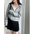 Korean hooded short zipper sports sweater women's early spring new casual versatile jacket