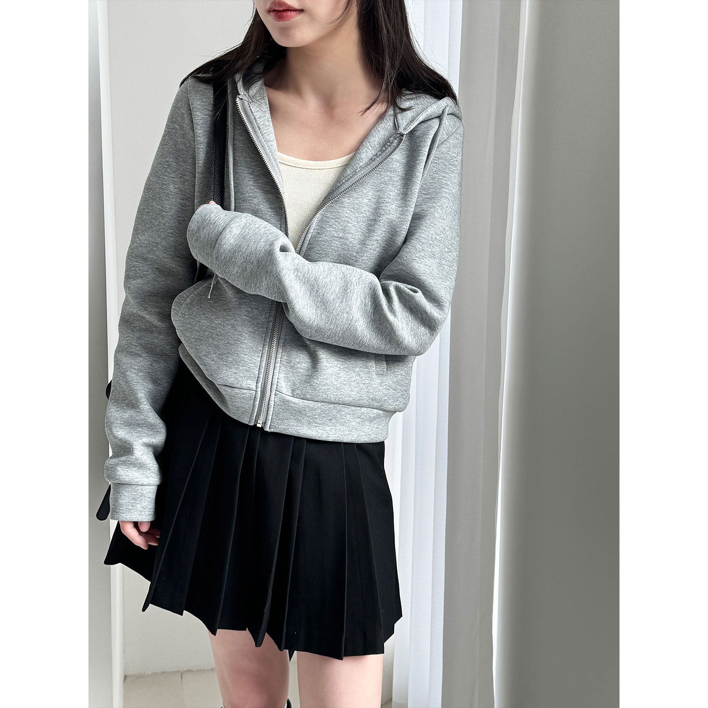 Korean hooded short zipper sports sweater women's early spring new casual versatile jacket