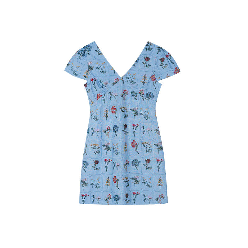 Mori cute age-reducing medium and long embroidered dress